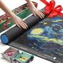 Puzzle Mat Roll Up with 6 Leather Sorting Trays - 42" x 25" Large Jigsaw Puzzle Saver Mat,Portable Puzzle Keeper for Up to 1500 Pieces,Includes Storage Bag & Foam Tube for Adults