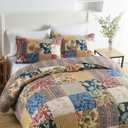 ENASAL Cotton Bedspread Quilt Sets Reversible Bedding Coverlet Sets Comforters Vintage Luxury Gorgeous Floral Real Patchwork Bedspread,Queen Size