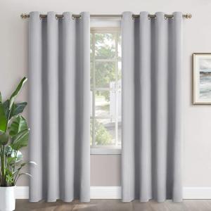 YoungsTex Light Grey Blackout Curtains for Living Room 90 Inches Long - Thermal Insulated Drapes with Grommet Room Darkening for Bedroom Dining Room Floor Length, 2 Panels, 52 x 90 Inch