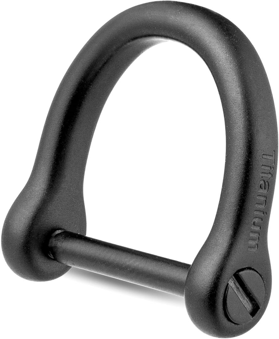FEGVE Key Rings with Screw Shackle - Heavy Duty Strong Titanium D Rings Car Fob Key Chain Holder - 1 Inch/25mmBlack