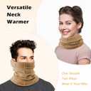 Adults Knit Thermal Neck Warmer Gaiter | Windproof Fleece-Lined Face Mask | Unisex Winter Scarf for Work & Ski Gear (Brown)