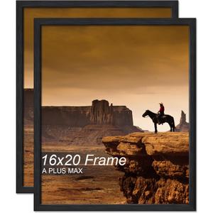 A PLUS MAX 16x20 Picture Frame Set of 2 Black Light Weight Wall Mount