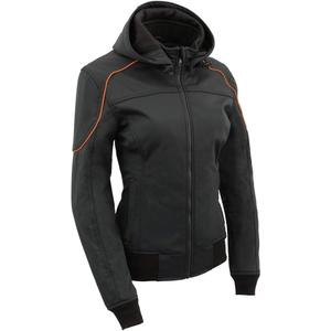 Milwaukee Leather MPL2764 Women's Black Soft Shell Armored Motorcycle Racing Style Jacket with Hoodie (Large)