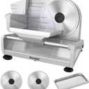 Meat Slicer, 200W Meat Slicer Machine for Home, DC Motor Quiet Deli Slicer with 2 Removable 7.5'' Stainless Steel Blades, Adjustable Dial for 0-15mm, Electric Food Slicer for Meat, Cheese, Bread