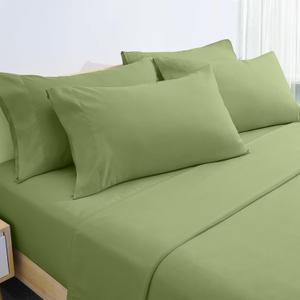 HOMEIDEAS 6 Pieces Lightweight Easy Care Microfiber Bed Sheets Set(Full, Sage Green), Super Soft & Fade Resistant, 15 inches Deep Pocket 1800 Thread Count Bedding
