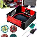 Desamvap Foldable Portable X Stadium Battle Arena Set, 4 Metal Fusion Attack Spinning-Top Toys with 2 Two-Way Launchers Combat Battling Game Toys Birthday Travel Gifts for Kids Ages 6+