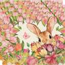 XCHI Bunny Tulips Flowers Rabbits Easter Placemats Set of 4 Table Mats for Party Home Kitchen Dining Table Decorations 12x18 Inch