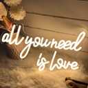 All You Need is Love Neon Sign for Wedding Wall Decor LED Light Signs Aesthetic Room Decor LED Sign for Bedroom Home Art Anniversary Valentines Day Gift for Women 5V USB Powered Warm White 4022.4CM