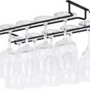 Wallniture Brix Wine Glass Holder Under Cabinet Kitchen Organization and Storage for Kitchen Decor, Black Iron 17 Inch Set of 2