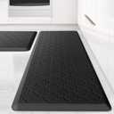 Kitchen Mat [2 PCS] Cushioned Anti-Fatigue Floor Mat, Waterproof Non-Skid Ergonomic Comfort Foam Rugs, Standing Mat for Kitchen, Floor,Office, Sink, Laundry(Black) (17.3"x29"+17.3"x47")