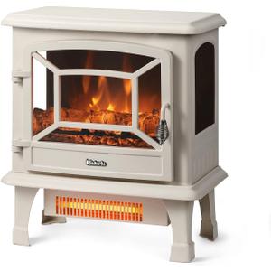 TURBRO Suburbs 20 in. Electric Fireplace Infrared Heater w/Crackling Sound, Freestanding Fireplace Stove w/Realistic Flame Effect, CSA Certified Overheating Protection, Easy to Assemble, 1400W Ivory