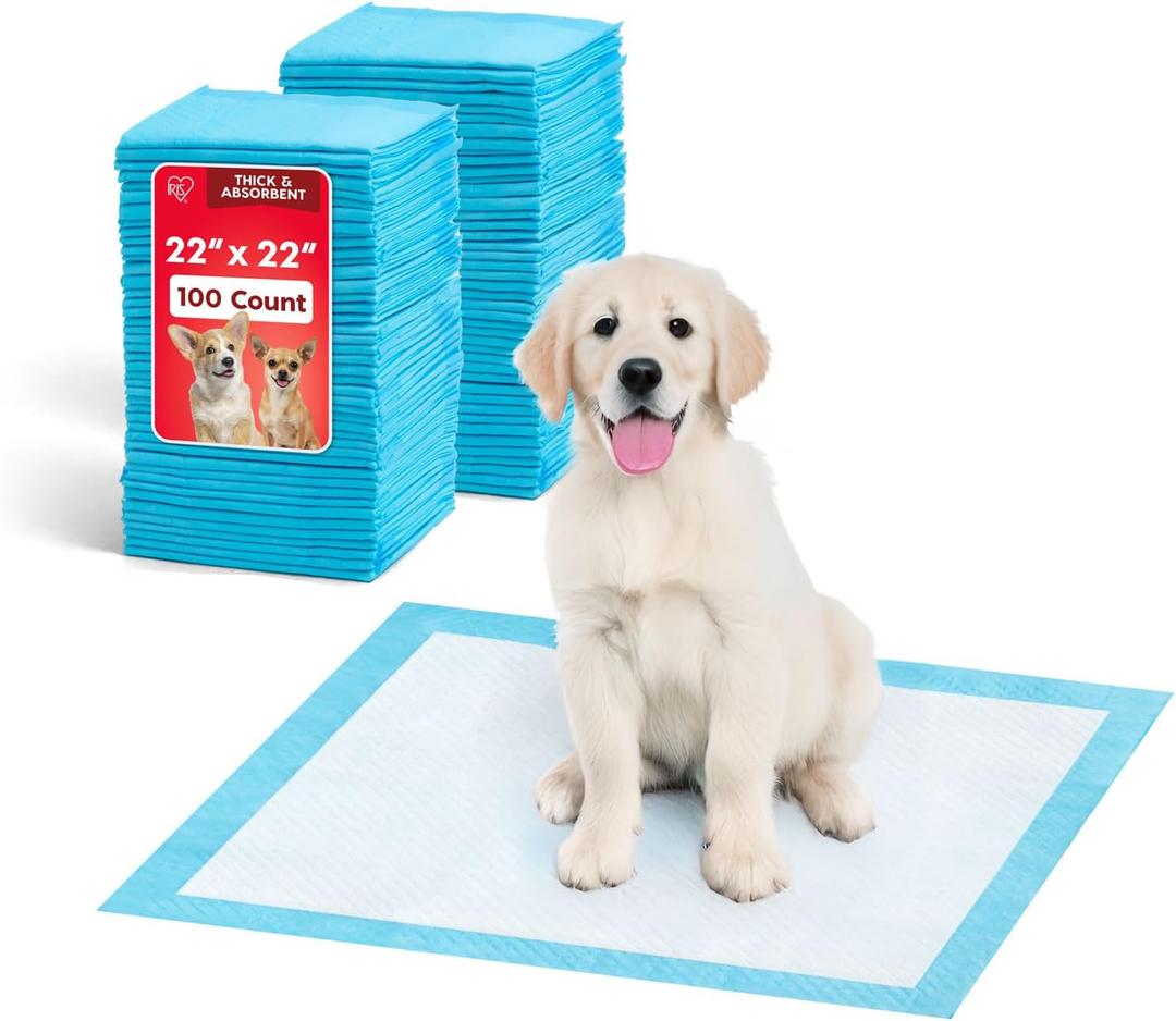 IRIS USA Puppy Pads 100 Count, Dog Training Pads 22"x22", Super Absorbent Leakproof Pee Pads for Dogs, Quick Dry Disposable Potty Training Supplies