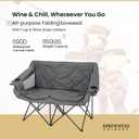 ARROWHEAD OUTDOOR Portable Folding Double Duo Camping Chair Loveseat w/ 2 Cup & Wine Glass Holder, Carrying Bag, Supports up to 500lbs, X-Large
