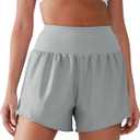 Women's High Waisted Running Shorts with Spandex, Athletic Shorts for Women Light and Airy with Wind-Resistant Fabric (Gray)