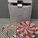 150 Pcs Christmas Candy Cane Party Plates & Napkins, Peppermint Swirl Red & Green Paper Plates for Christmas & New Year Parties, Serves 50