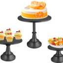 3 Set Black Cake StandDisplay Plate Dessert Cupcake Pastry Candy for PartyElegant Round Cylinder Columns tables for Weddings Cake StandsBirthday Party