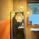 Plug in Pendant Light Rattan Hanging Lights with Plug in Cord Bamboo Hanging Lamp Dimmable,Handmade Woven Boho Wicker Basket Lamp Shade,Plug in Ceiling Light Fixture for Living Room Bedroom Kitchen