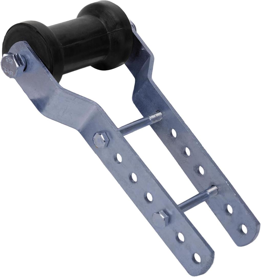 Tongue Mount Roller 4" 5" W Black Rubber Adjustable Keel Roller Bracket Assembly for 2" 3" Wide Trailer Tongue Frame