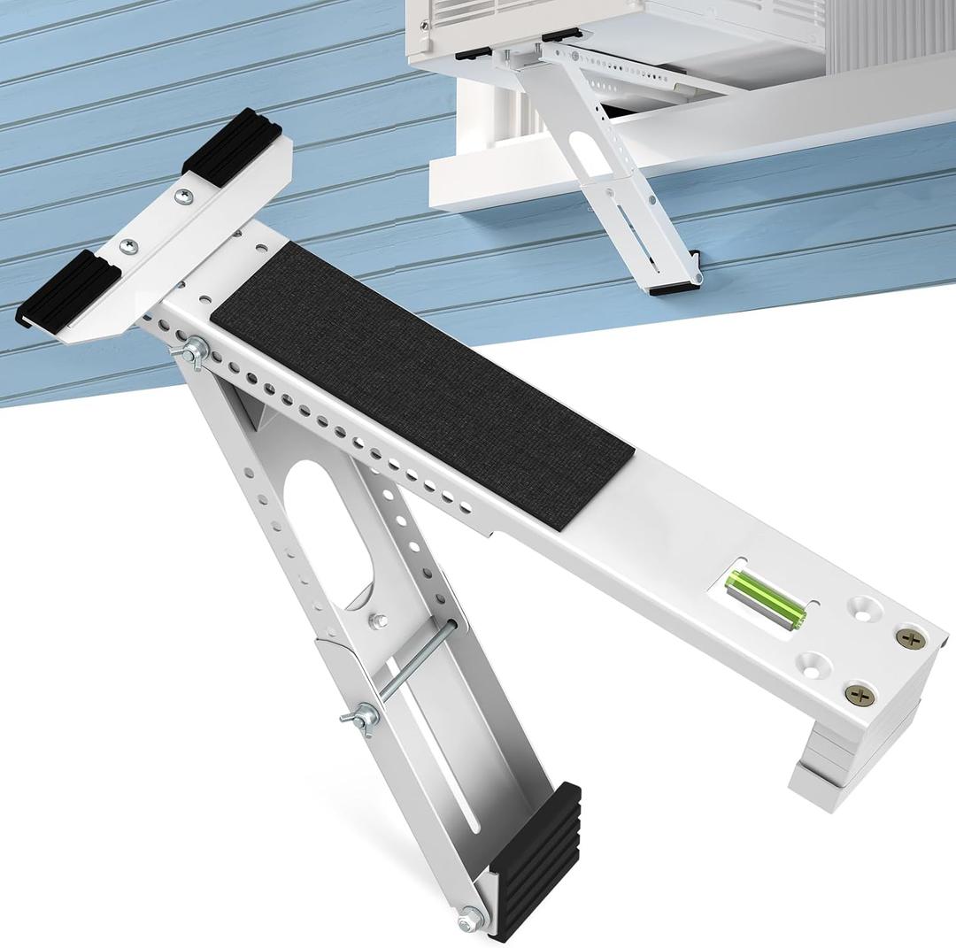 Heavy Duty Window Air Conditioner Support Bracket: Up to 165 lbs Support for 5000-12000 BTU Units, Upgraded Anti-Slip Design with Level, Drill-Required for Apartments/Houses, 1 Pack