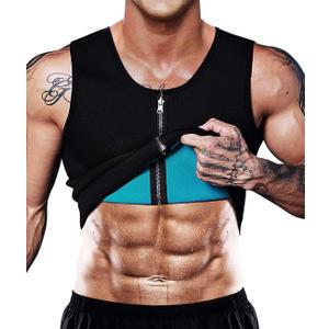 NonEcho Men Sauna Vest Hot Sweat Waist Trainer Corset Neoprene Tank Top Shapewear Slimming Shirt Workout Suit, XL