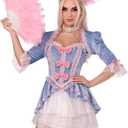 Marie Antoinette Costume, Includes Ruffle Trimmed Velvet and Lace Dress With Bow Accents and Shrug (Medium)