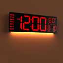 JALL 13" Large Digital Wall Mount Clock, Count Down Timer, Alarm, Big LED, DST, Temperature for Living Room Classroom Desk, Xmas, Birthday Gift for Senior Mom Dad