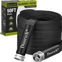 Garden Hose 50ft, Made of TPU(Not PVC), Ultra-Light & Flexible Water Hose, Non-Shrinking, Easy to Store, Drinking Water Safe Material, All-weather, Black
