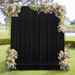 MEETSKY Black Backdrop Curtains for Parties  10ft x 8ft Party Photo Background Curtain Rod Pocket Fabric Drapes Panels for Boys Birthday Holiday Home Halloween Decoration, 5ft x 8ft, 2 Panels