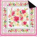 Floral Mahjong Mat with Rules 31.5" x 31.5" Non-Slip Noise Reduction Gaming Mat for Table Cover Card Board Tile Poker Dominoes