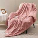 Dowin Pink Heated Blanket Electric Throw Waffle Fleece Heating Warming Blankets with Auto Shut Off for Couch Office Chair Bed Adults Fuzzy Cozy Machine Washable 50x60