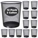 GOODSOFA 12 Pcs Mesh Trash Cans 3 Gallon Open Top Mesh Waste Wastebasket Lightweight Trash Bin Metal Basket Garbage Can for Kitchen Office Dorm Room Living Bedroom Under Desk Home Black