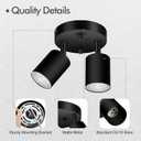 2 Light Track Lighting Fixtures Ceiling, Matte Black Round Directional Ceiling Spotlight, GU10 Flush Mount Track Fixture, Adjustable Modern LED Track Lights for Kitchen/Living Room, Bulb Not Included
