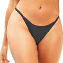 Zmart Women Thong Bikini Bottoms G String Sexy Low Waist Swimsuit Bottom Brazilian Cheeky Bathing Suit Bottoms (Black, XS)
