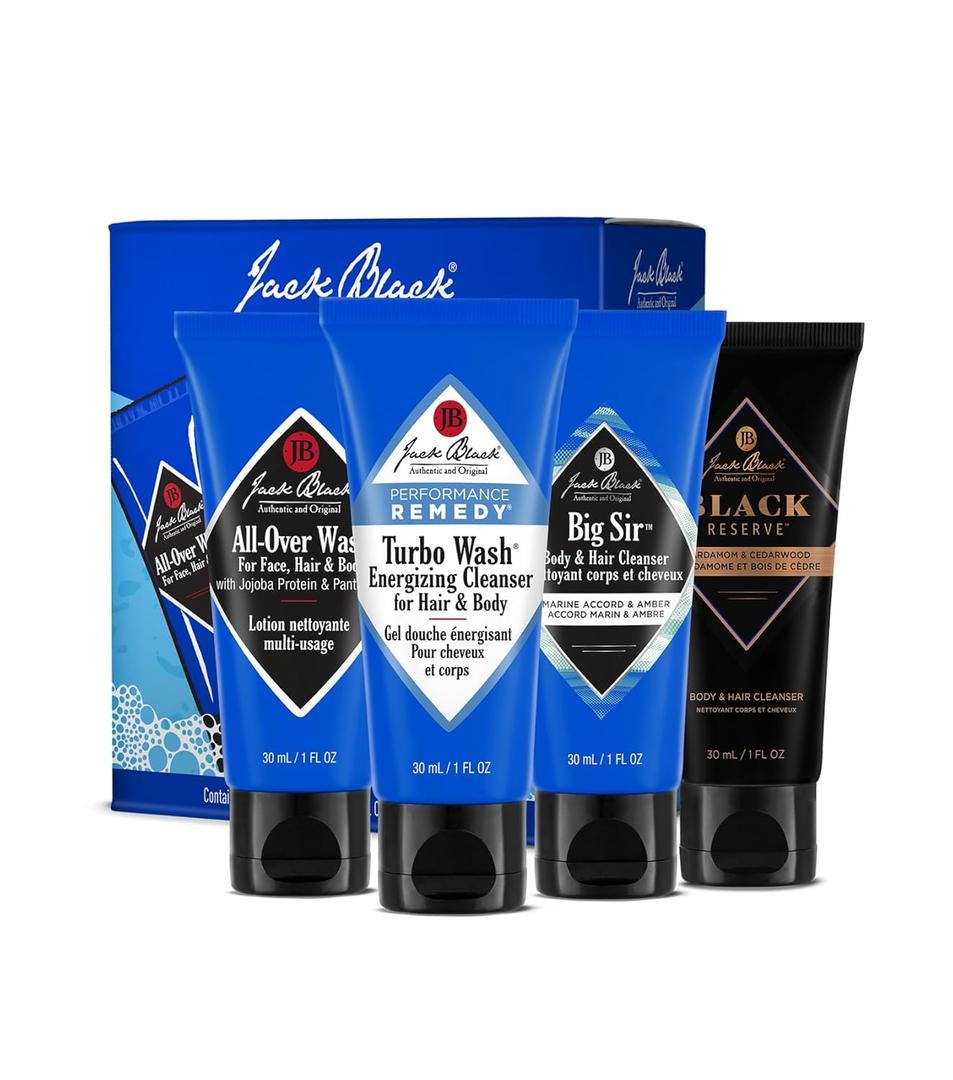 Jack Black Body & Hair Cleanser Collection Set for Men - Mens Body Wash Travel Size (1 Fl Oz (Pack of 4))