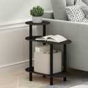 Furinno Turn-N-Tube Side Table, 3-Tier Oval Sofa End Table with Open Shelf, Toolless Assembly Night Stand, Bedside Table, for Living Room, Bedroom, Espresso