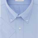 Van Heusen Mens Short Sleeve Dress Shirt Regular Fit Oxford Solid (17.5"-18" Neck, Blue)