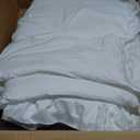 Andency White Comforter Full Size, 3 Pieces Solid Farmhouse Shabby Chic Ruffle Bedding Sets, All Season Soft Lightweight Comfy Down Alternative Bed Set for Girls Teens Men Women