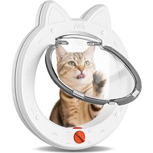 Cat Door with 4-Way Lock, Cat Door for Exterior Door with Magnetic Flap, Weatherproof Pet Door for Interior Door, White