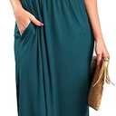 Sarin Mathews Womens Off The Shoulder Ruffle Party Dress Casual Side Split Beach Long Maxi Dresses with Pockets, XL, green, 60" L