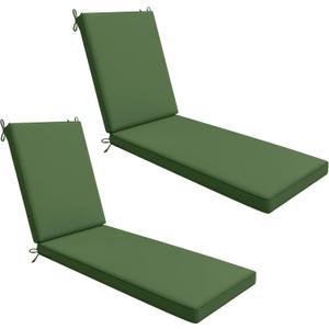 AAAAAcessories Outdoor Chaise Lounge Cushions, Waterproof, Fade-Resistant Patio Furniture Replacement Cushions, 80" x 26" x 3", Set of 2, Dark Moss Green