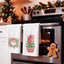 Christmas Chinoiserie Kitchen Towels Decor,Red Bow Coquette Christmas Tree Towels Gifts,Red Christmas Hand Towels for Bathroom Kitchen,Grandmillennial Decor, 16x24 Inches Set of 2