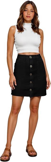 Lexi Womens Super Comfy Stretch Denim Skirt
 Black 16
