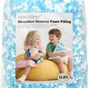 Hem Dgpsy Shredded Memory Foam Filling - Premium Soft Bean Bag Filler, 5lbs Blue & White Pillow Stuffing for Couch Cushion, Dog Bed, Chair - High Density, No Chemical Smell, Easy to Use