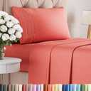 Twin Size 3 Piece Sheet Set - Comfy Breathable & Cooling Bed Sheets Set - Hotel Luxury Bedding for Women, Men, Kids, Teens, Boys & Girls - Deep Pockets, Ultra-Soft and Wrinkle Free - Oeko-Tex - Coral