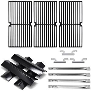Grill Replacement Parts for Brinkmann Pro Series 8300, Replacement Heat Plate & Grill Grates & Burner and Cross Over Tube, Grill Parts Kit for for Brinkmann 810-8410-S 810-9415-W Parts