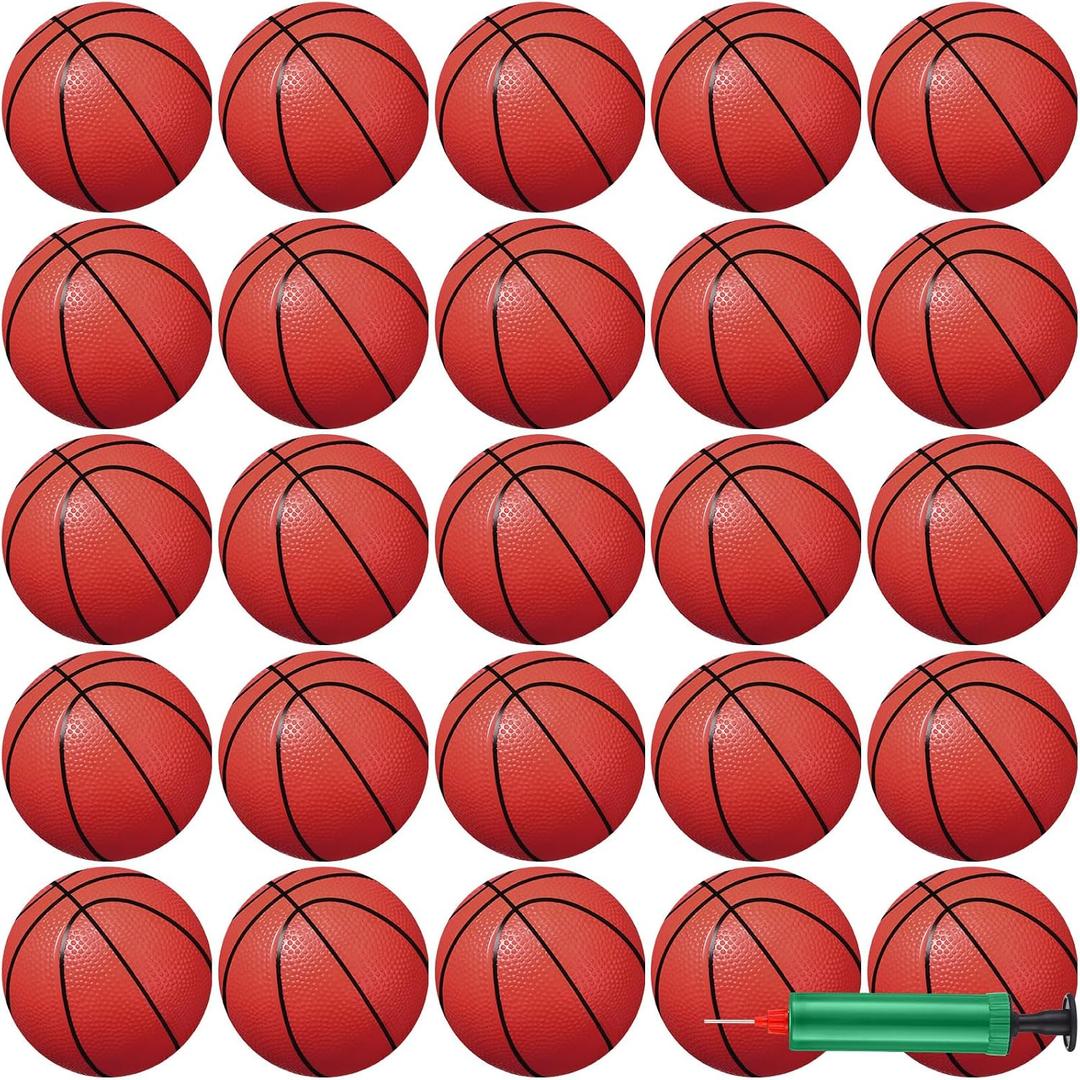 Leitee 30 Pcs 6 Inch Mini Basketballs with Pump Mini Hoop Outdoor Basketball Set for Toddlers Kids Replacement for Beach Pool Sports Beginner Ball Arcade Games Indoor Party Favors(Coffee Red)
