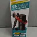 5 in1 Foam Roller Set for Deep Tissue Muscle Massage, High Density Fitness Exercise Foam Roller, Massage Roller, Massage Ball, Resistance Band, for Whole Body (Black)