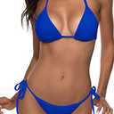 Women Two Piece Bikini Swimsuit Sexy Swimwear Halter String Triangle Bikini Sets RoyalBlue M