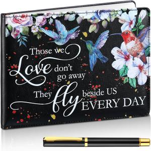 Yingzhao Memorial Funeral Guest Book with Pen 144 Pages Cardinal Funeral Guest Sign in Book for Memorial Service Celebration of Life Party Supplies in Loving Memory(Hummingbird)