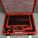 EGOFIX 3/8" Drive Impact Socket Set, 50 Piece Standard SAE (5/16 to 3/4 inch) and Metric (8-22mm) 6 Point, with Adjustable Ratchet Handle, Extension Bars, Impact Universal Joint, Adapter, Cr-V Steel